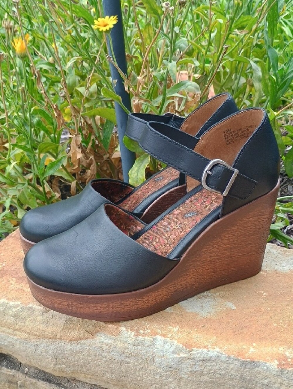 b.o.c Alyson Woodgrain Platform Wedge Clogs Pumps Heels Women's Size 10 - Picture 7 of 10